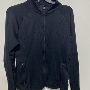 Champion Women's Black Stretch Full Zip Mock Neck Raglan Sweatshirt Size Large